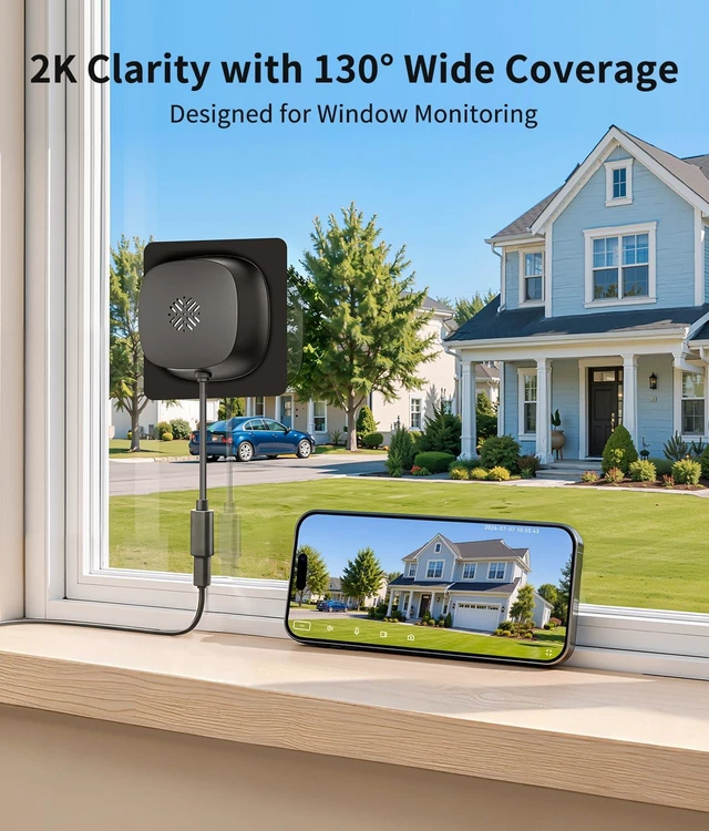 Alt view image 4 of 5 - MISECU 2K No Drill Window Camera, Indoor Cameras for Home Security, 2 Pack