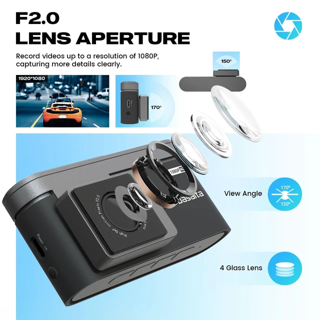 Alt view image 3 of 5 - Dasaita USB Dash Cam 1080P Car Camera, Front Dash Camera for Android Car Stereo, with 1.47" IPS HD Display, 170Wide Angle, WiFi, WDR, G-Sensor, Loop Recording, Free 32GB CardNight Vision - DAS-U2