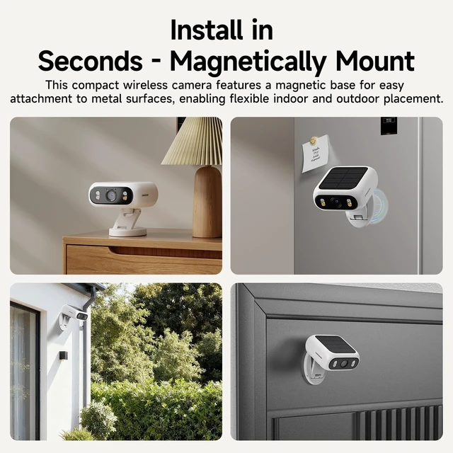 Alt view image 5 of 5 - CINMOORE 1080P Solar Security Camera, 4G LTE Cellular Security Camera Wireless Outdoor, with SIM Card, No WiFi, Magnetic Folding Mount, AI Motion Detection, Full Color Night Vision, Two-Way Aud