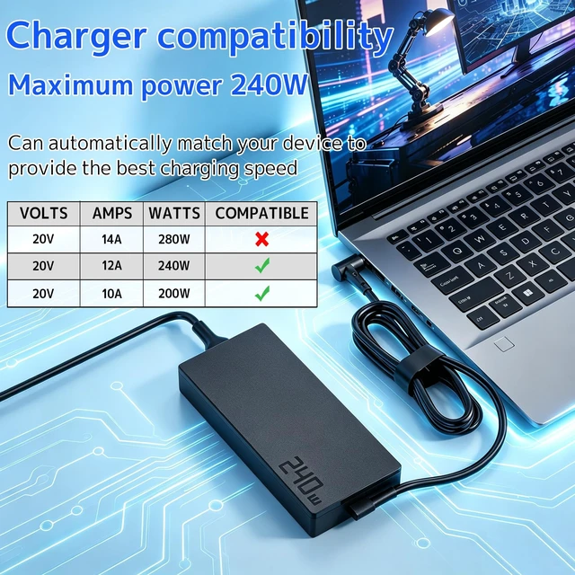 Alt view image 4 of 5 - 240W Charger ADP-240EB B Laptop for Asus ROG Zephyrus Flow ProArt TUF Power