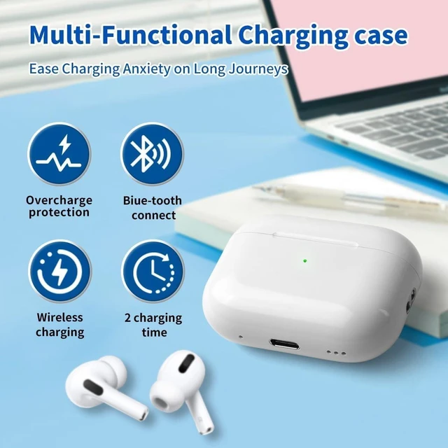 Alt view image 3 of 5 - Replacement Charging Case for AirPods Pro, Wireless Charging, 1st and 2nd Generation,(USB-C) - White