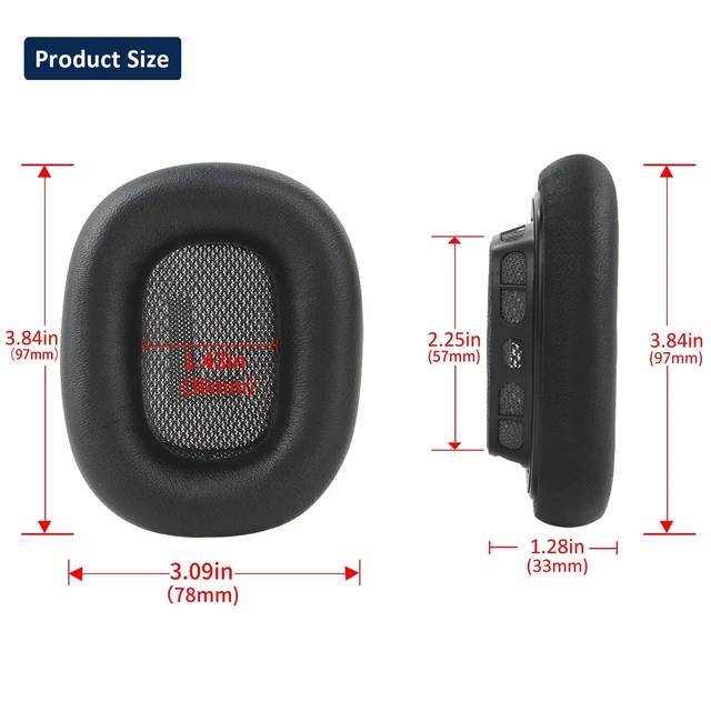 Alt view image 5 of 5 - Lambskin Ear Cushions for Apple AirPods Max Headphones, Black