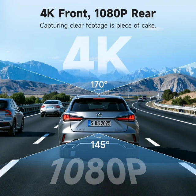 Alt view image 3 of 5 - 4K+1080P Dash Cam Front and Rear for Lexus RX 2016-2022,Integrated OEM Look