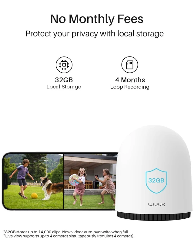 Alt view image 2 of 5 - WUUK Security Cameras Wireless Outdoor 2K, Indoor Home Surveillance System