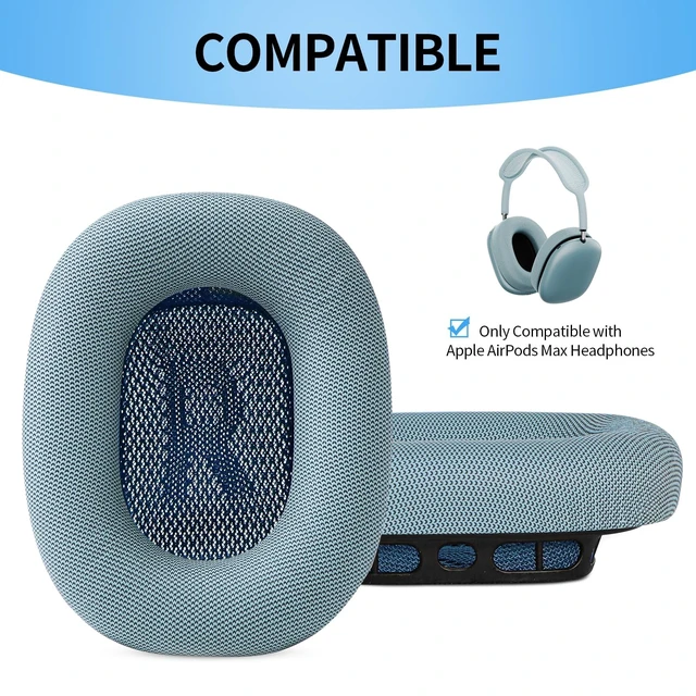 Alt view image 2 of 5 - Sinowo Ear Cushions for Apple AirPods Max Headphones Replacement Leather Earpads Sweat Proof Ear Cups Cushion Easy to Install with Magnet, Protein Leather and Memory Foam(Blue)