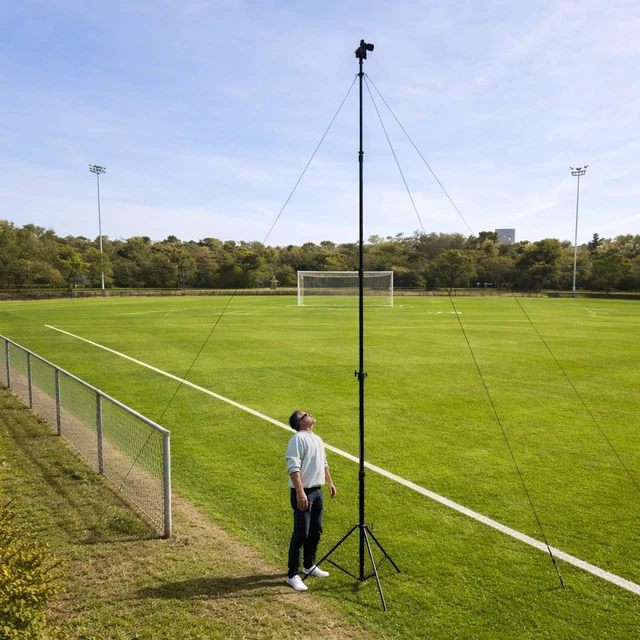 Alt view image 2 of 5 - Glide Gear TST 20 Sky High 20' Tall Video Camera Tripod Stand Air-Cushioned Telescoping Sections, Supports Up to 8 lbs Ideal for Overhead Shots in Film & Photo - Stabilization Kit Included