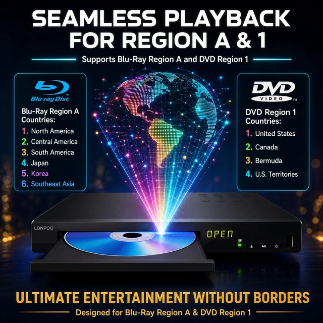 Alt view image 3 of 5 - LONPOO Blu Ray DVD Player for Smart TV,Dolby Audio and DTX