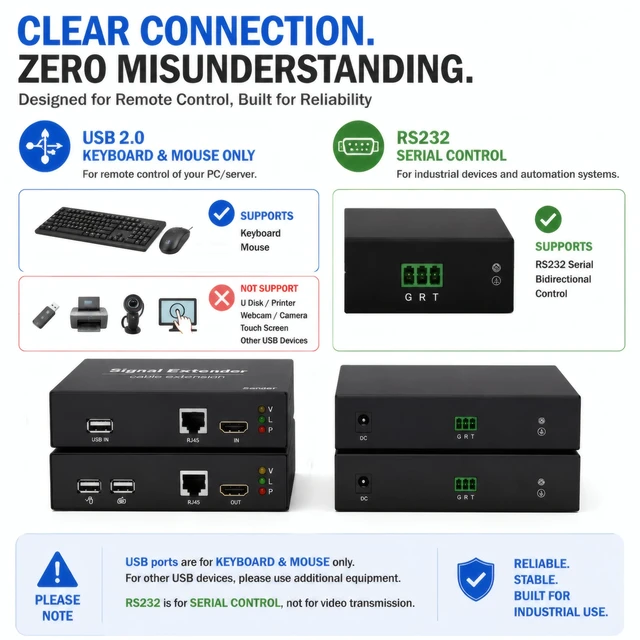 Alt view image 5 of 5 - LornCeng HDMI KVM Extender 164ft/50m Over CAT5e/6/7 Cable, 1080P@60Hz