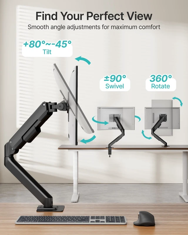 Alt view image 3 of 5 - Single Monitor Arm for 17-32 Inch Screens, Full Motion Desk Mount