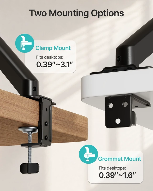 Alt view image 5 of 5 - Single Monitor Arm for 17-32 Inch Screens, Full Motion Desk Mount