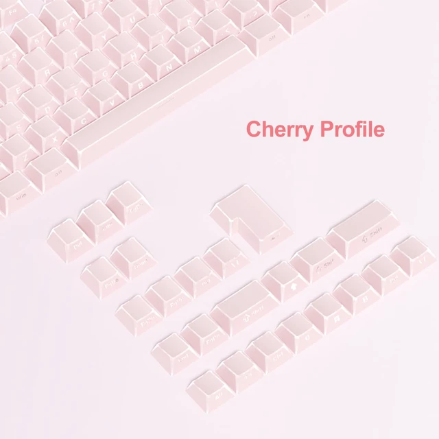 Alt view image 2 of 5 - Fogruaden PBT Keycaps Set, Cherry Profile Side Print Keycap for Mechanical Keyboard Keycaps(ZheYing-Pink)