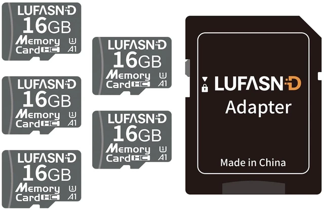 Main image of Lufasnd 5-Pack 16GB Micro SD Cards with Adapter, Class 10 UHS-I A1 U1 TF Flash Memory Cards, Reliable for Kindle Fire E-Reader, Vintage Digital Camera, Car GPS Navigation, Mini Recorder, MP3 Player