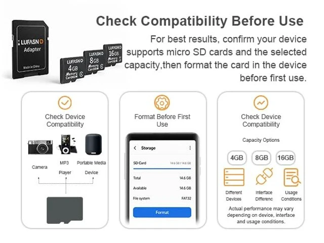 Alt view image 5 of 5 - Lufasnd 5-Pack 16GB Micro SD Cards with Adapter, Class 10 UHS-I A1 U1 TF Flash Memory Cards, Reliable for Kindle Fire E-Reader, Vintage Digital Camera, Car GPS Navigation, Mini Recorder, MP3 Player