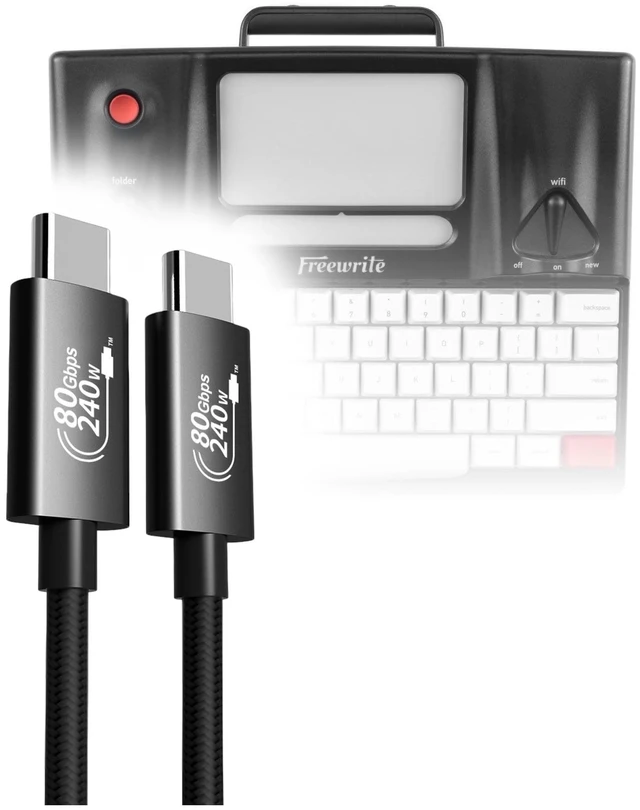 Main image of BoxWave Cables & Adapters Compatible with Astrohaus Freewrite Smart Typewriter (2nd Gen) - DirectSync PD Thunderbolt 5.0 Cable (10 ft 240W), Long Nylon Braided Connector Fast Charge - Jet Black