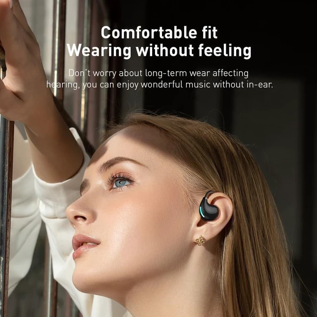 Alt view image 4 of 5 - Open Ear Air Conduction Wireless Bluetooth Headphones Lightweight Pain-Free Design with Active Noise Cancellation IPX4 Waterproof Clear Calls for Sports Work and Outdoor Activities-F806 Black
