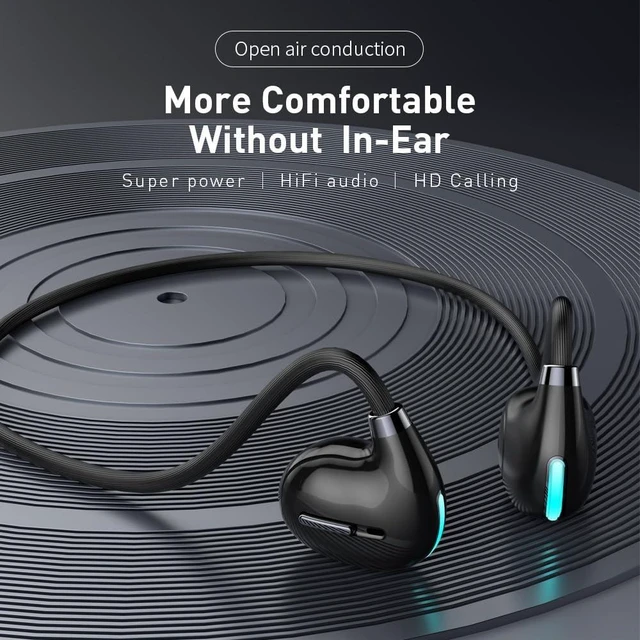 Alt view image 2 of 5 - Open Ear Air Conduction Wireless Bluetooth Headphones Lightweight Pain-Free Design with Active Noise Cancellation IPX4 Waterproof Clear Calls for Sports Work and Outdoor Activities-F806 Black