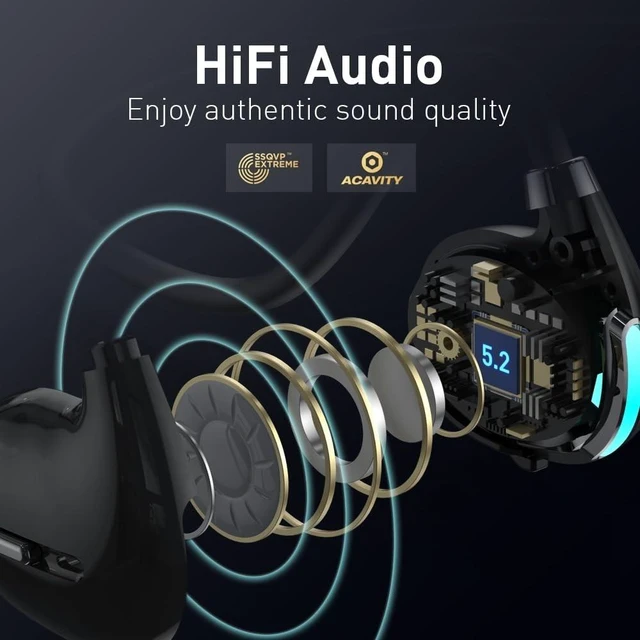 Alt view image 5 of 5 - Open Ear Air Conduction Wireless Bluetooth Headphones Lightweight Pain-Free Design with Active Noise Cancellation IPX4 Waterproof Clear Calls for Sports Work and Outdoor Activities-F806 Black