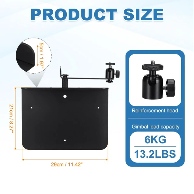 Alt view image 2 of 5 - MECCANIXITY Plug-in Bed Sofa Projector Stand Black No-Drill 11.81-19.69"(L)