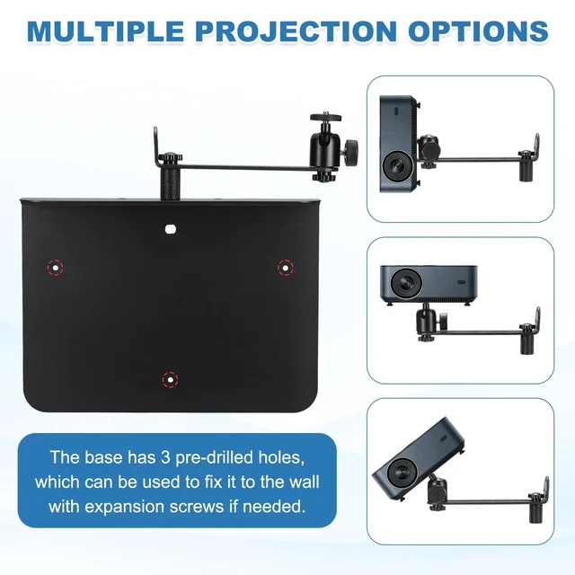 Alt view image 4 of 5 - MECCANIXITY Plug-in Bed Sofa Projector Stand Black No-Drill 11.81-19.69"(L)