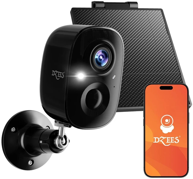 Main image of Dzees 2K Solar Security Camera Outdoor Wireless, 5200mAh, 2.4GHz WiFi