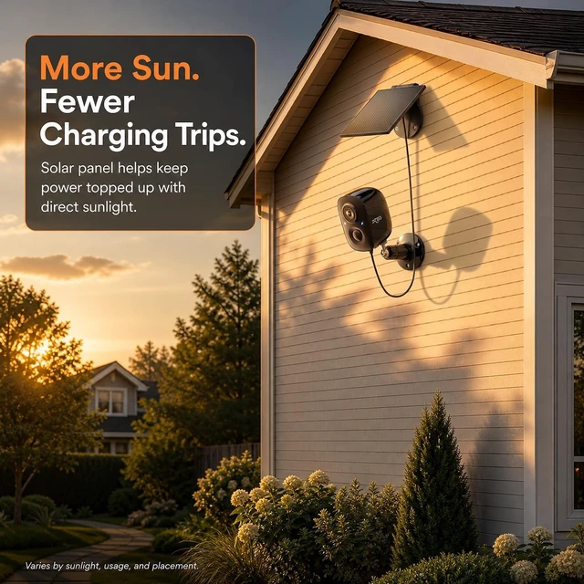 Alt view image 2 of 5 - Dzees 2K Solar Security Camera Outdoor Wireless, 5200mAh, 2.4GHz WiFi