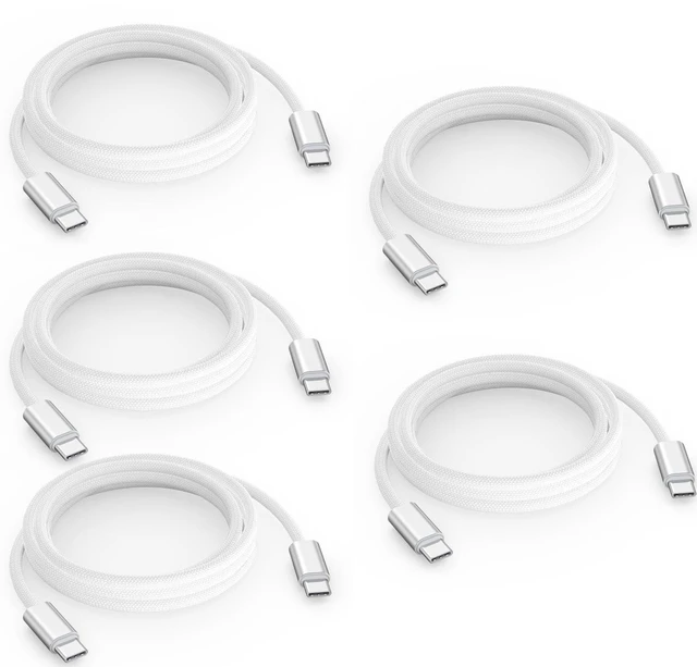 Main image of USB C to USB C Cable 6 FT 5-Pack,Woven 240W Fast Charing & Data USBC Cord