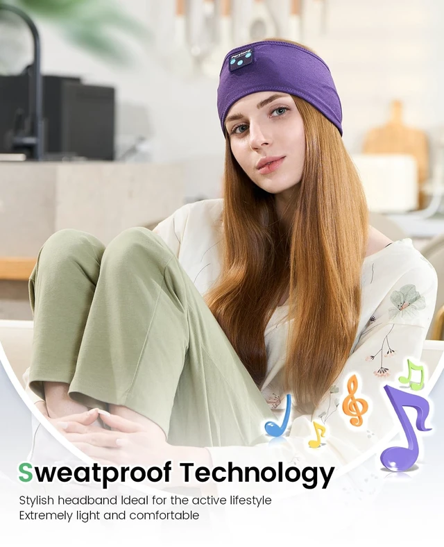 Alt view image 2 of 5 - Sleep Mask and Sleeping Headphones Set, Roll Over Freely - Nothing Pokes Your Ears. Just Softness and Darkness for 14+ Hours. Wireless Bluetooth Headband for Side Sleepers, ASMR, Airplane, Ins
