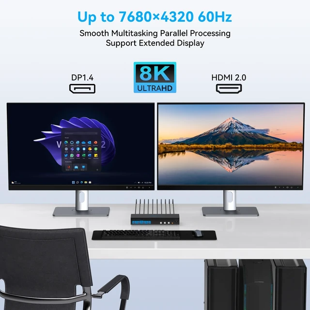 Alt view image 3 of 5 - 4K@120Hz Kvm Switch 2 Monitors 3 Computers 8K@60Hz HDMI Displayport