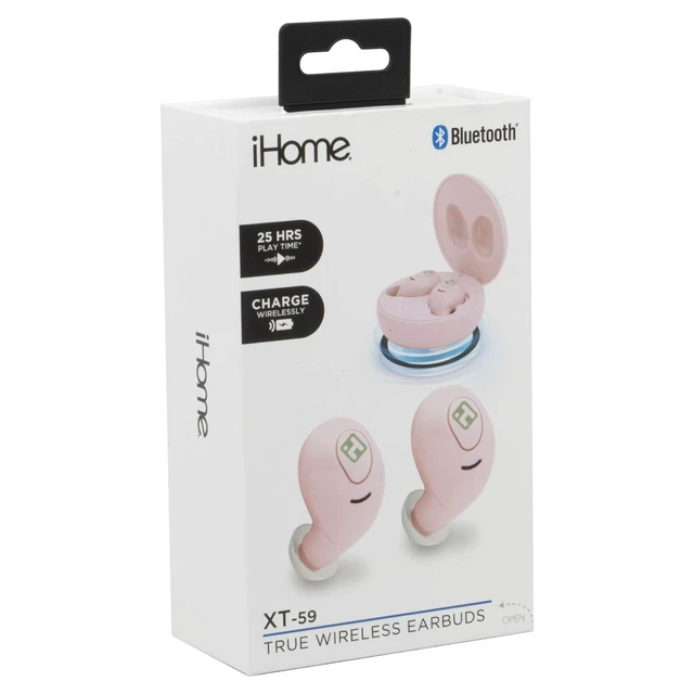 Alt view image 2 of 4 - iHome Wireless Earbuds with Charging Case, Water Resistant Bluetooth Earphones with Microphone and Touch Control, Pink