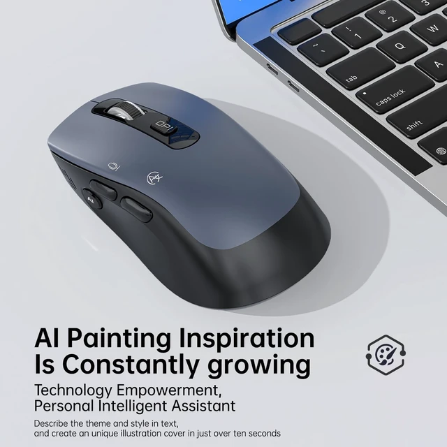 Alt view image 2 of 5 - JOMAA Wireless Mouse with AI Voice Function, 2.4G and BT 5.0 Dual Mode, 7-Button, Rechargeable, 4 Adjustable DPI (1200-6400), Type-C Charging, 500mAh Battery, for Laptop, PC, Mac