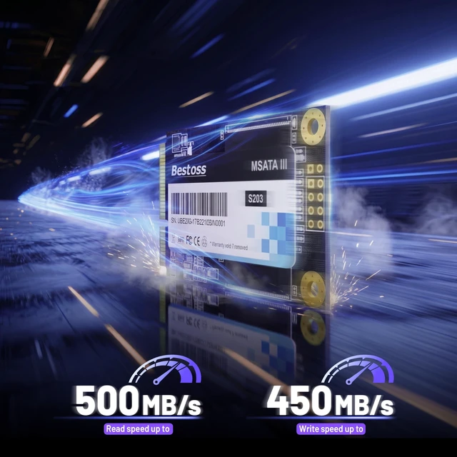 Alt view image 3 of 5 - Bestoss 512GB mSATA SSD Mini SATA III 6Gbps, 3D NAND Low Power Consumption