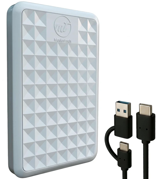 Main image of ModusTech Facet 500GB External Hard Drive Portable USB-C/USB 3.1 Plug & Play Ultra- Slim HDD Hard Drive for Backup, Gaming, PC, Mac, Laptop, PS4, Xbox, Smart TV White