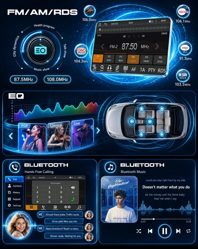 Alt view image 5 of 5 - Driauto 7 Inch Car Stereo for VW Seat Golf Passat B6 B7 Polo Jetta Caddy Tiguan with Wireless Carplay& Android Auto, Linux System Double DIN Car Stereo with Bluetooth for Volkswagen AM/FM/RDS S