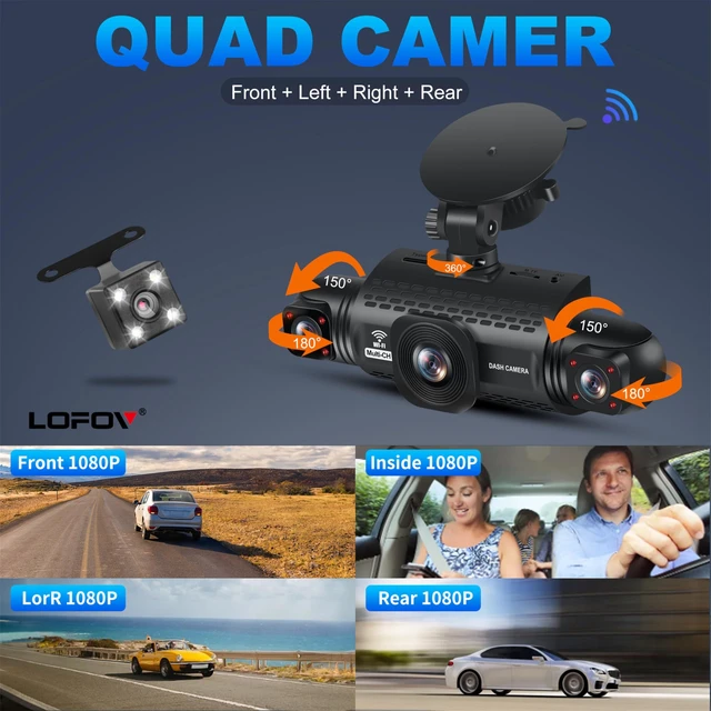 Alt view image 3 of 5 - LOFOV 4 Channel Dash Cam 360 View 5G WiFi & APP Control