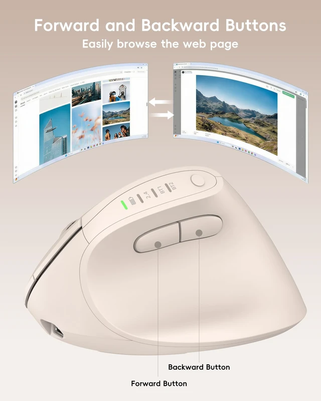 Alt view image 4 of 5 - My Little Pony Ergonomic Vertical Mouse, VM01 Dual-Mode (2.4GHz/Bluetooth) Wireless Silent Mouse with LED Battery Indicator, 6 Buttons Silent Clicking Mouse for Wrist Comfort, PC, Laptop, Mac(C