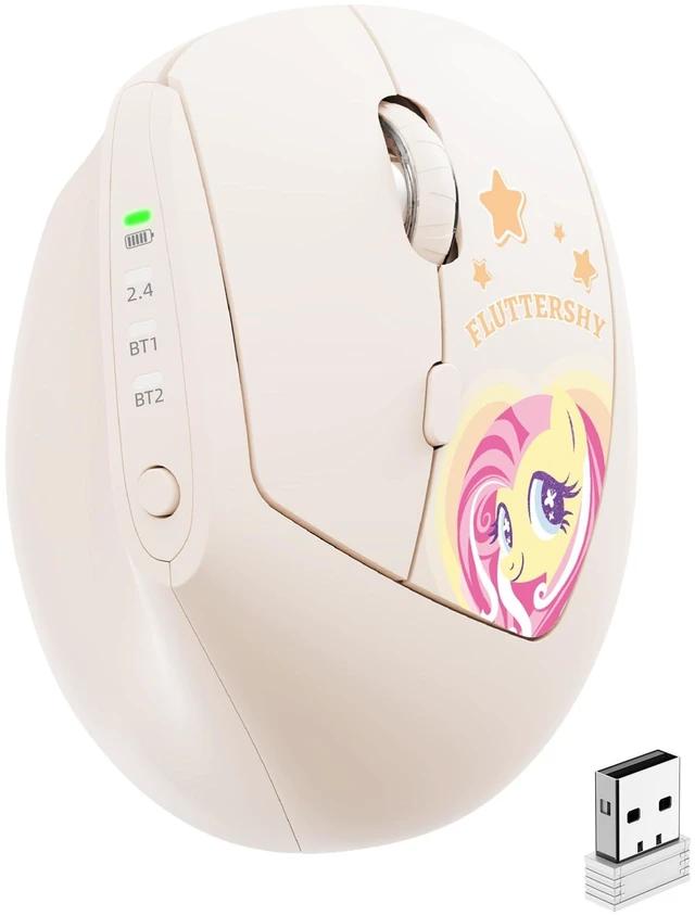 Main image of My Little Pony Ergonomic Vertical Mouse, VM01 Dual-Mode (2.4GHz/Bluetooth) Wireless Silent Mouse with LED Battery Indicator, 6 Buttons Silent Clicking Mouse for Wrist Comfort, PC, Laptop, Mac(C