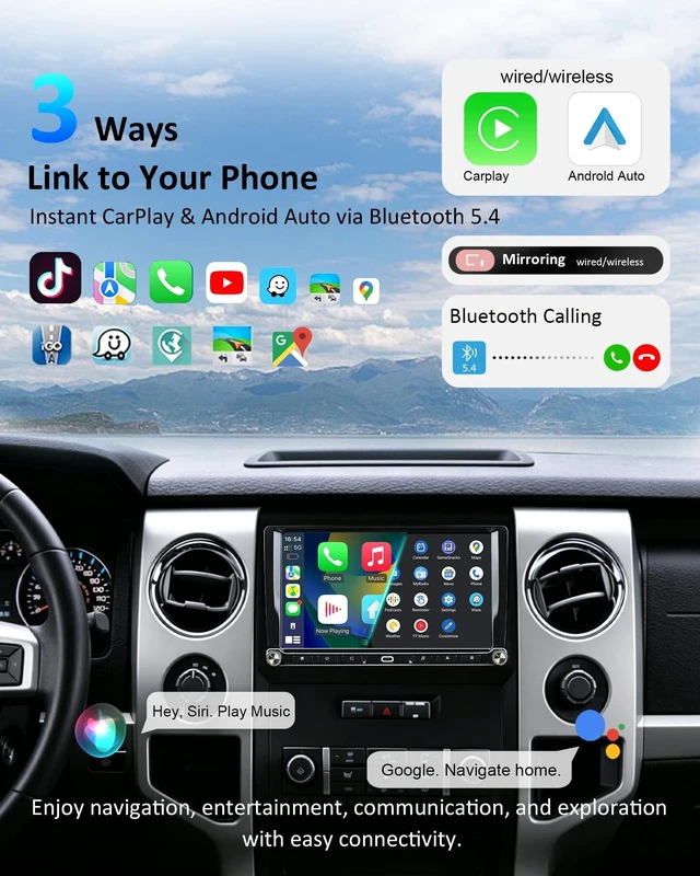 Alt view image 3 of 5 - Android 14 Car Radio for 2009-2014 Ford F150, 8-Core 4GB+64GB Car Stereo Wireless CarPlay Android Auto, 9 HD Touchscreen, 1080P Backup Camera, Physical Buttons Dual Knobs, AM/FM/RDS, DSP, SWC