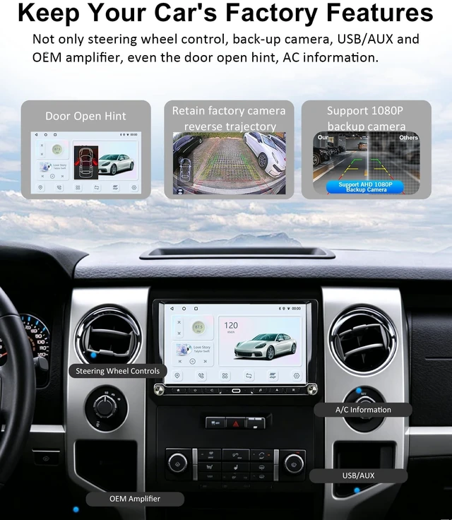 Alt view image 5 of 5 - Android 14 Car Radio for 2009-2014 Ford F150, 8-Core 4GB+64GB Car Stereo Wireless CarPlay Android Auto, 9 HD Touchscreen, 1080P Backup Camera, Physical Buttons Dual Knobs, AM/FM/RDS, DSP, SWC
