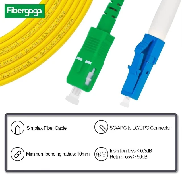 Alt view image 2 of 5 - Fibergaga-OS2 LCU to SCA Fiber Optic Cable,Singlemode 1m(3ft), 5 Pack