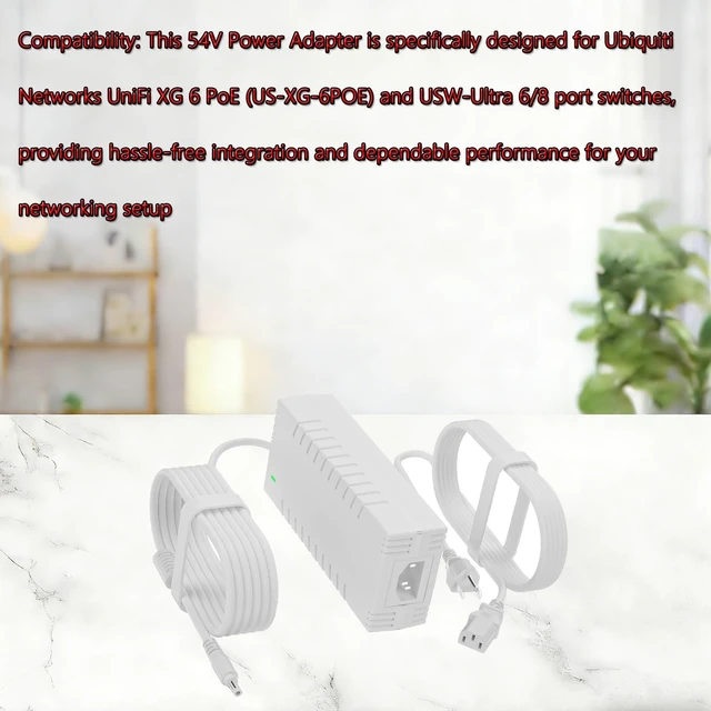Alt view image 4 of 5 - Replacement 54V 210W Power Supply for Ubiquiti UniFi XG 6 PoE & USW-Ultra Switches - 3.9A Output, Compatible with US-XG-6POE and 6/8 Port Models - White Adapter (ADS-210NX-48-1)