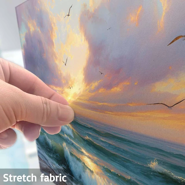 Alt view image 3 of 5 - Summer Ocean TV Dust Cover 85 Inch, Oil Painting Green Sea Sunset Beach Computer Monitor Cover Dustproof Stretchable Indoor TV Screen Protector for LED LCD Universal Monitors