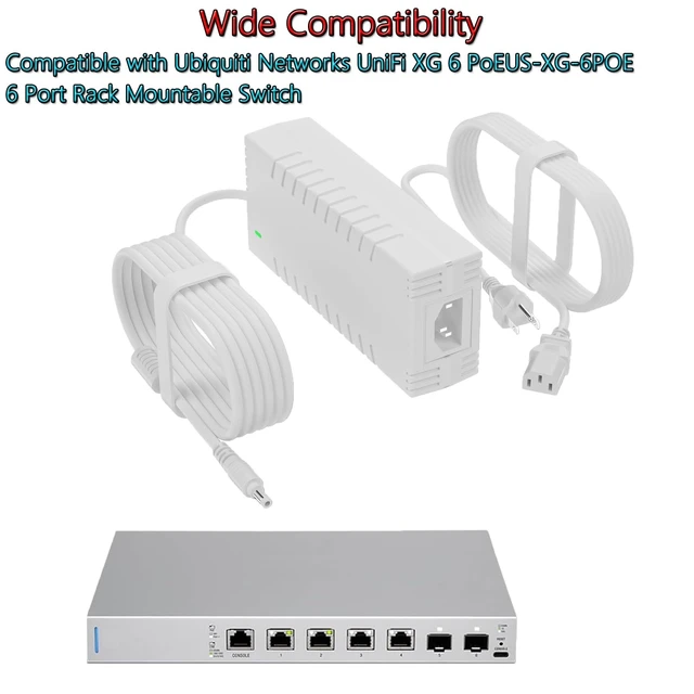 Alt view image 2 of 5 - Replacement 54V 210W Power Supply for Ubiquiti UniFi XG 6 PoE & USW-Ultra Switches - 3.9A Output, Compatible with US-XG-6POE and 6/8 Port Models - White Adapter (ADS-210NX-48-1)
