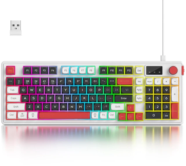 Main image of Ussixchare 96% Wireless Keyboard, Cute Creamy Keyboard with Number Pad, RGB Backlit BT5.0/2.4GHz/Wired Knob Control for Win Mac(Black)