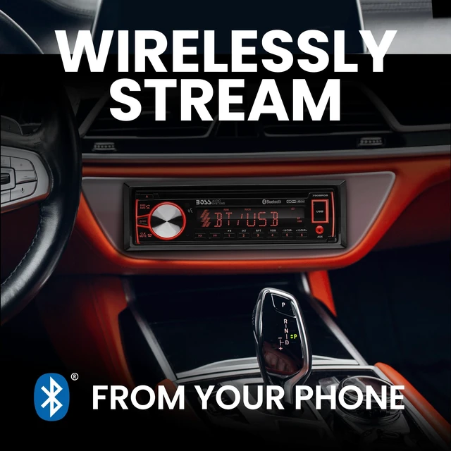 Alt view image 4 of 5 - BOSS Audio Systems 750BRGB Single DIN Bluetooth Car Stereo, USB, AUX Input