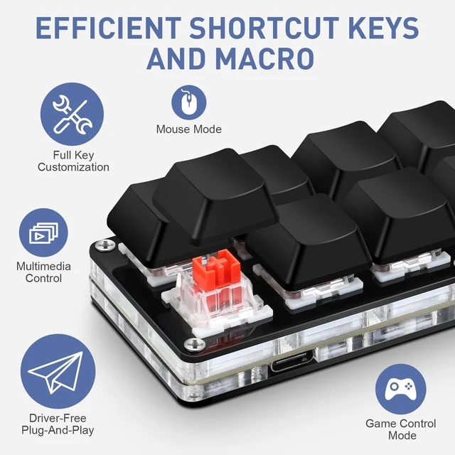 Alt view image 4 of 5 - Mini 12-Key Programmable Keyboard with Hotswappable Mechanical Switches
