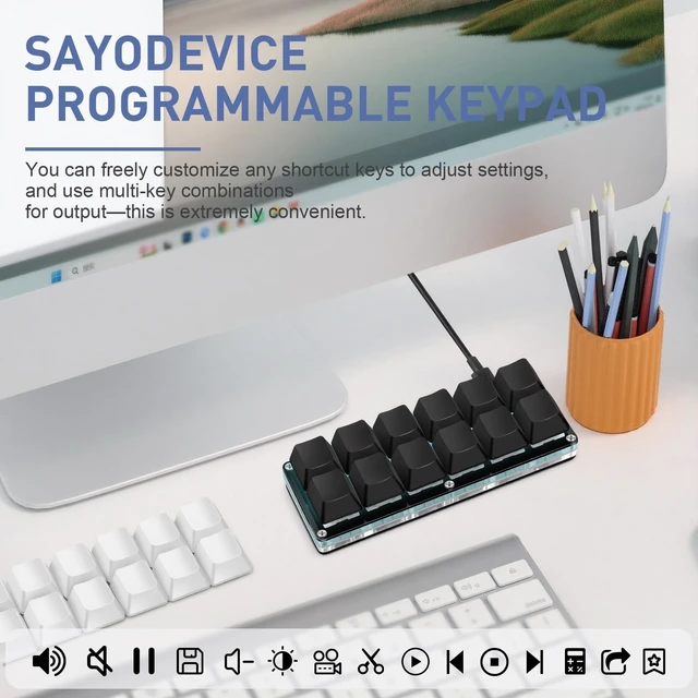 Alt view image 3 of 5 - Mini 12-Key Programmable Keyboard with Hotswappable Mechanical Switches