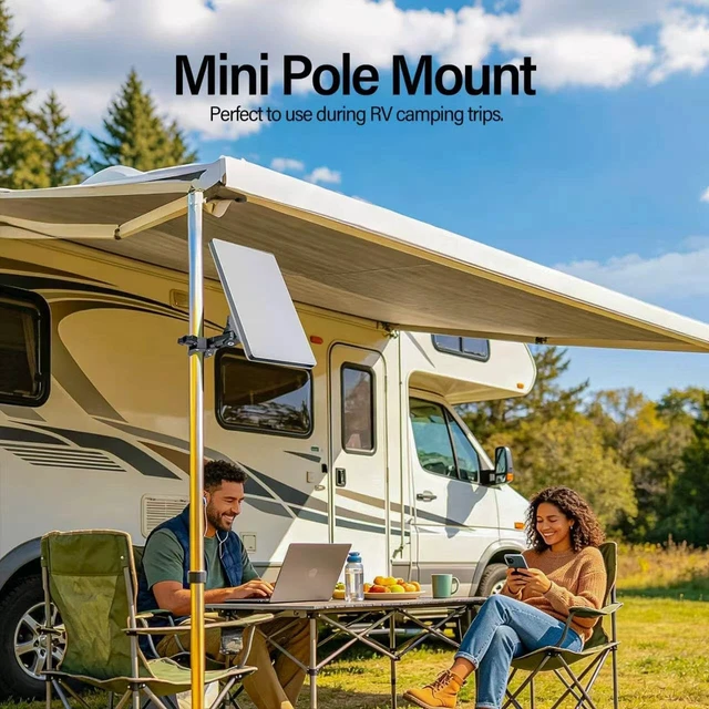 Alt view image 4 of 5 - Lupholue Starlink Mini Pole Mount, Adjustable Clamp Mount with Pipe Adapter for RV, Van, Camper, Yacht and Boat, Outdoor Installation Accessory