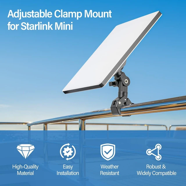 Alt view image 5 of 5 - Lupholue Starlink Mini Pole Mount, Adjustable Clamp Mount with Pipe Adapter for RV, Van, Camper, Yacht and Boat, Outdoor Installation Accessory