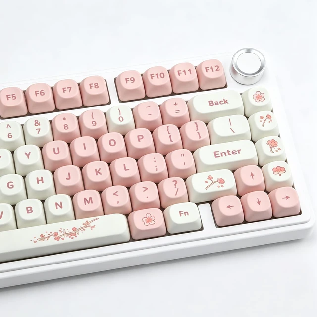 Main image of MOA Keycap-PBT Keycaps, Cute Heart-Pink Key caps 134 Keys Round Keycap