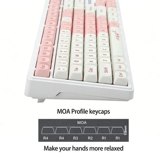 Alt view image 4 of 5 - MOA Keycap-PBT Keycaps, Cute Heart-Pink Key caps 134 Keys Round Keycap